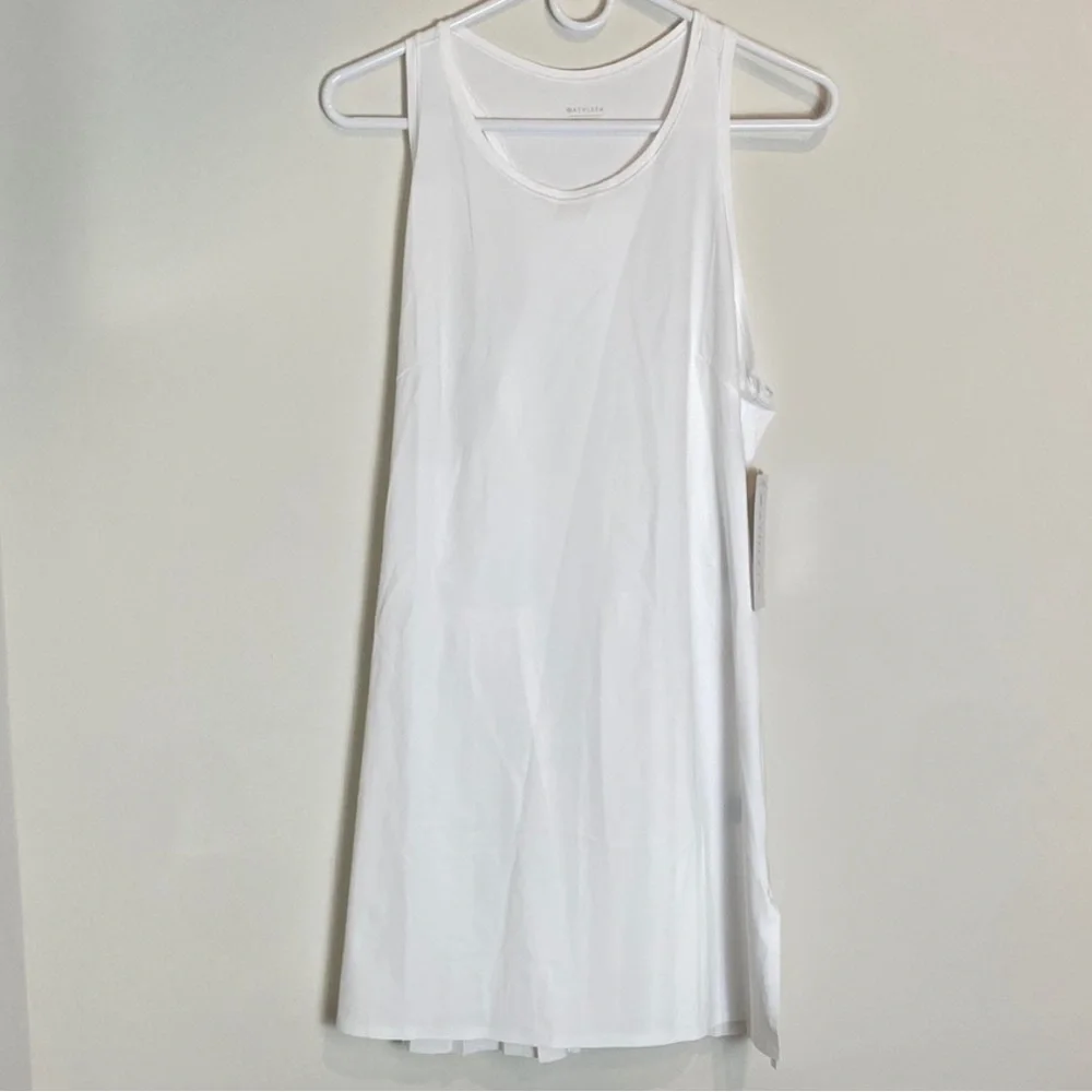 NWT Athleta Match Point Pleated Dress Bright White Tennis No Shorts Size L - Picture 3 of 6